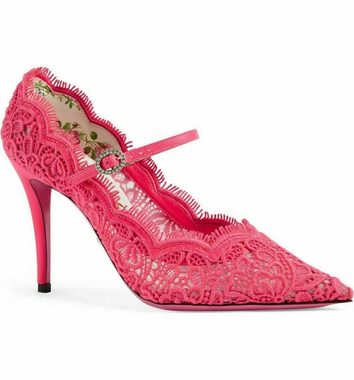GUCCI GUCCI VIRGINA POINTY TOE MARY JANE PUMPS SCHUHE 95 LACE SHOES HIGH HEE Pumps