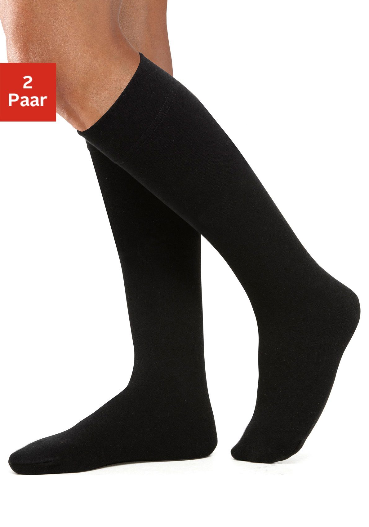 Lavana Thermostrümpfe Kniestrümpfe Innen warm angeraut (Packung, 2-Paar) für warme Füße