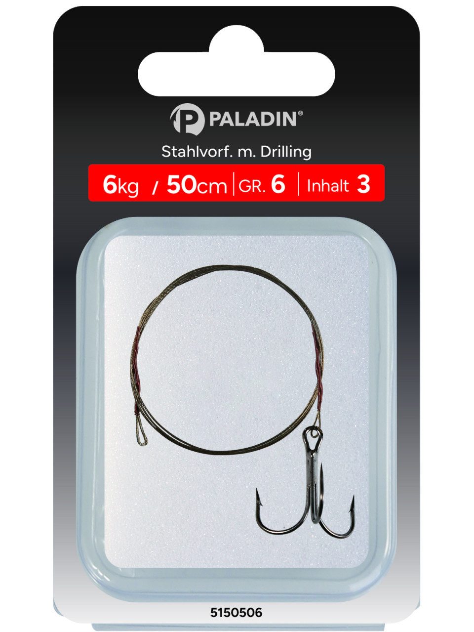 Paladin Vorfachschnur Paladin Stahlvorfach Drilling Gr. 2 Tragkraft 12