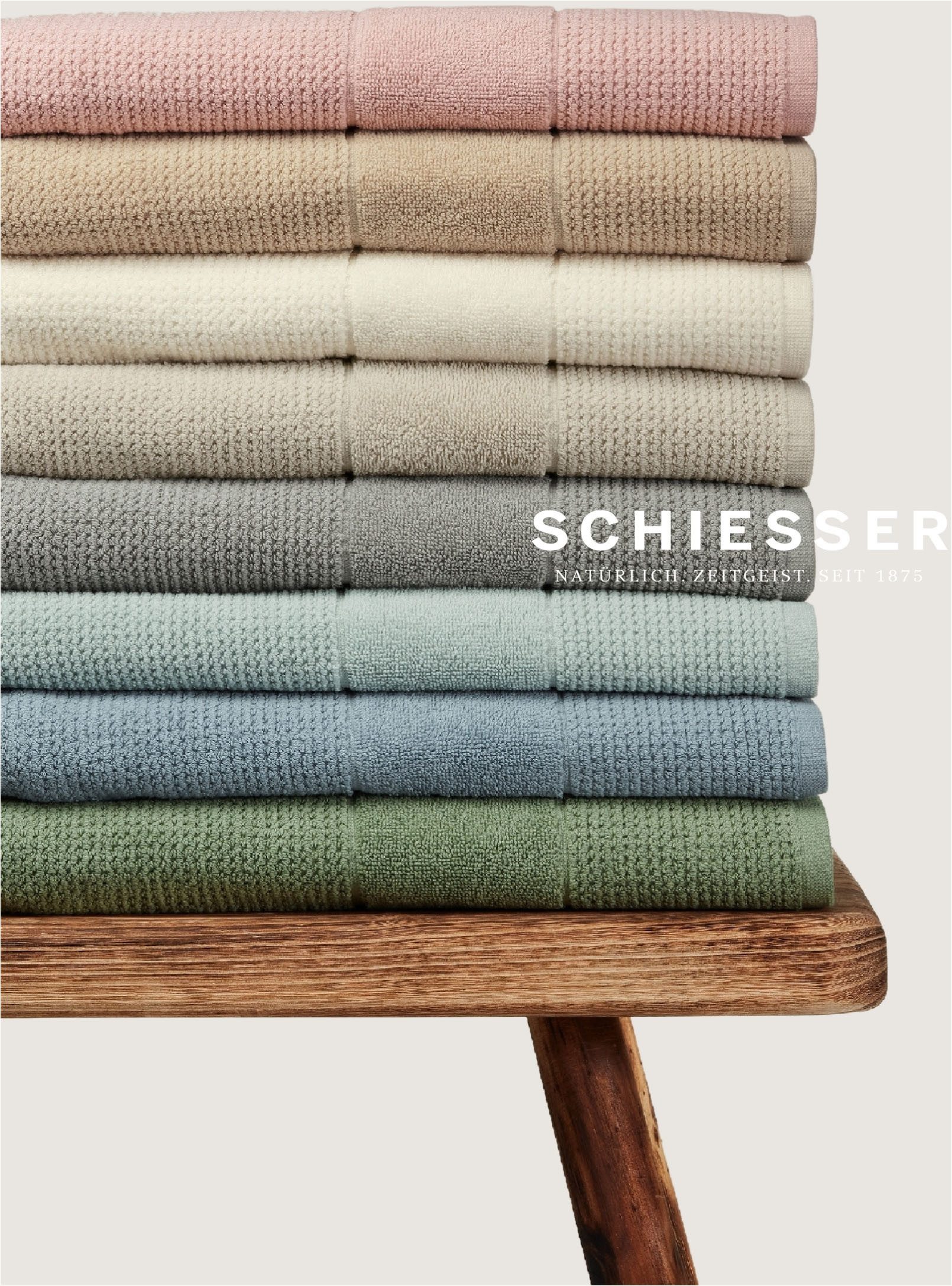 Schiesser Saunatuch Turin in angesagter Reiskornoptik, Frottier (1-St), Made in Green