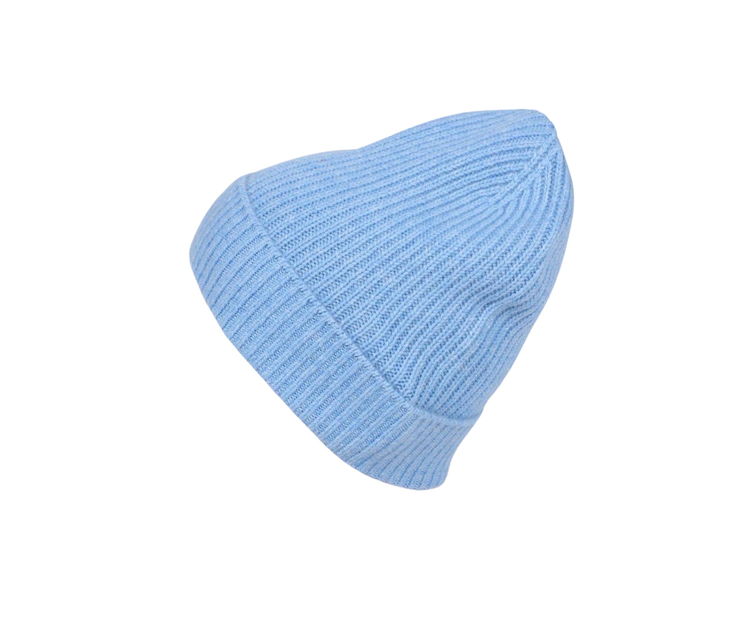 hellblau Strickmütze aus Kaschmir Zwillingsherz % Breiter 100 Zwillingsherz Mütze Beanie Damen Umschlag