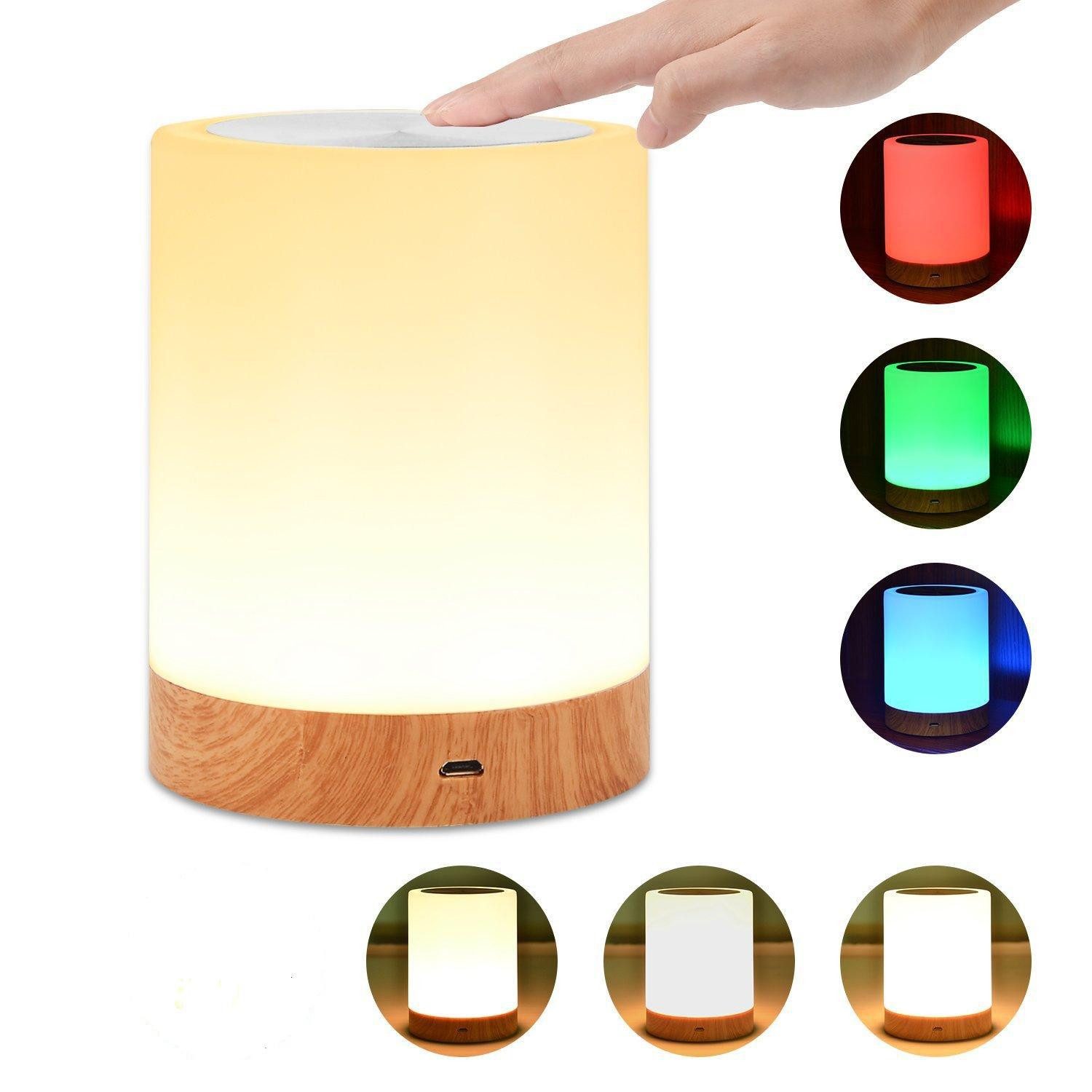 LED Nachtlicht LED Nachttischlampe,Tischlampe Touch Dimmbar mit 7 Farben