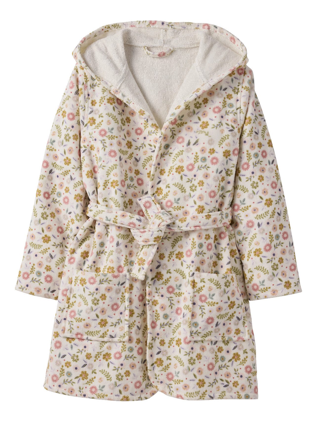 vertbaudet Bademantel Kinder Bademantel mit Blumenprint, Frottee