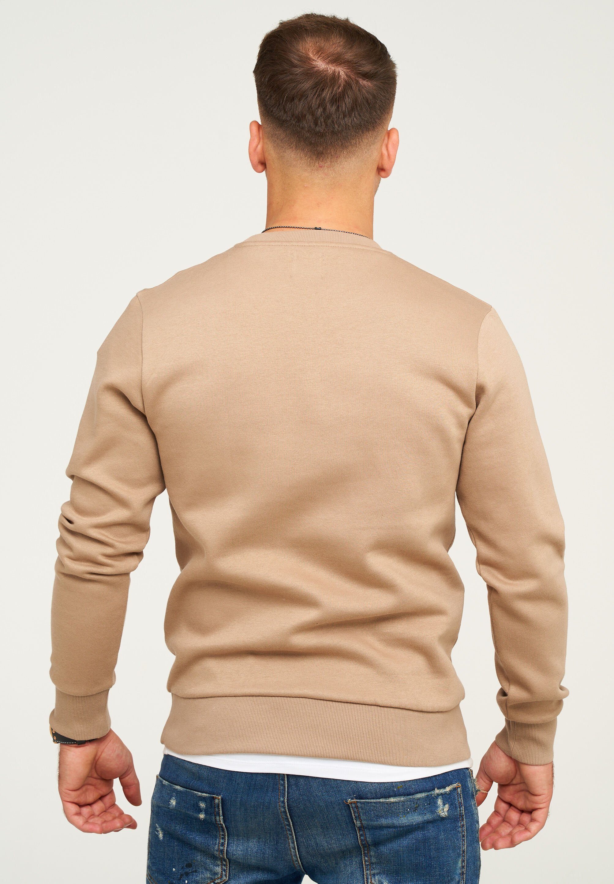 Jack & Jones Sweatshirt LABO SWEAT CREW NECK Rundhals Pullover mit Print Baumwollmischung Langarm Sweater