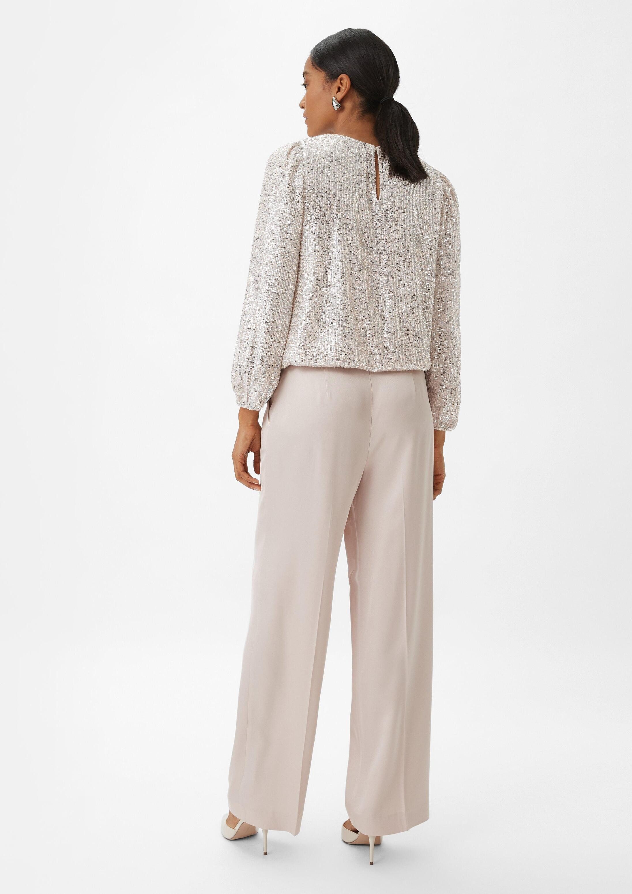 comma Langarmbluse Bluse Bluse mit Pailletten