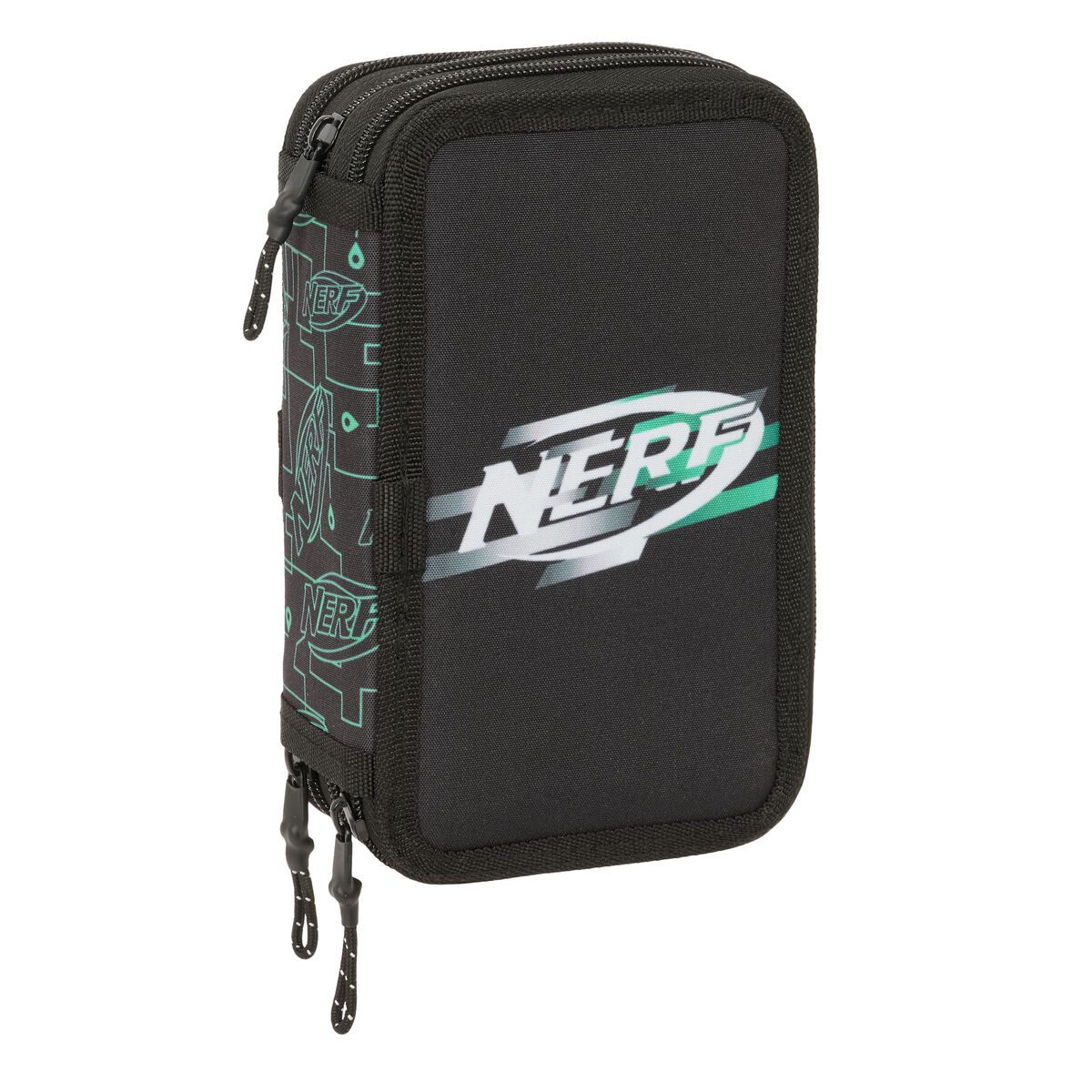 Nerf Federtasche Federtasche Federmäppchen dreifach mit Zubehör Nerf Game Schwarz 12,5
