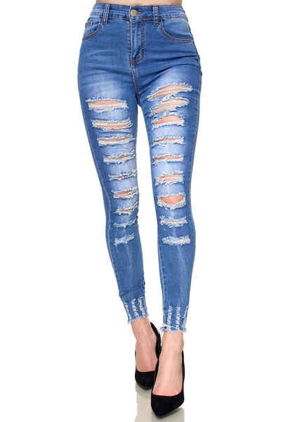 Elara Slim-fit-Jeans Elara Damen Jeans Destroyed Zerrissen (1-tlg)
