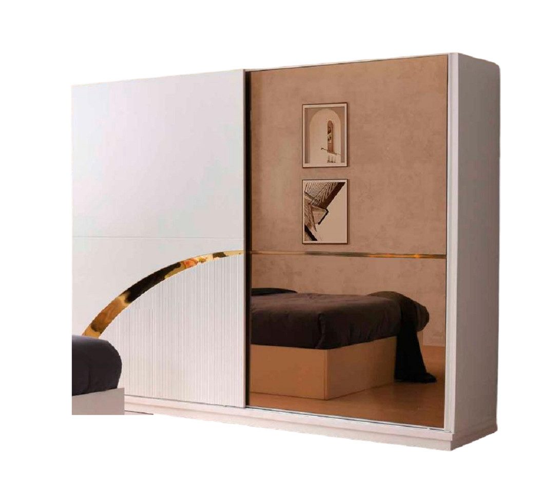 JVmoebel Kleiderschrank Rechteckig Kleiderschrank Modern Stil Design Weiß Gold Schlafzimmer (1-St., Kleiderschrank) Made in Europa
