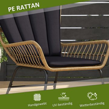 Outsunny Sitzgruppe Gartenmöbel-Set mit 2 Stühlen, Beistelltisch, (Sitzgarnitur, 3-tlg., Gartengarnitur), für Balkon, Terrasse, Natur+Schwarz