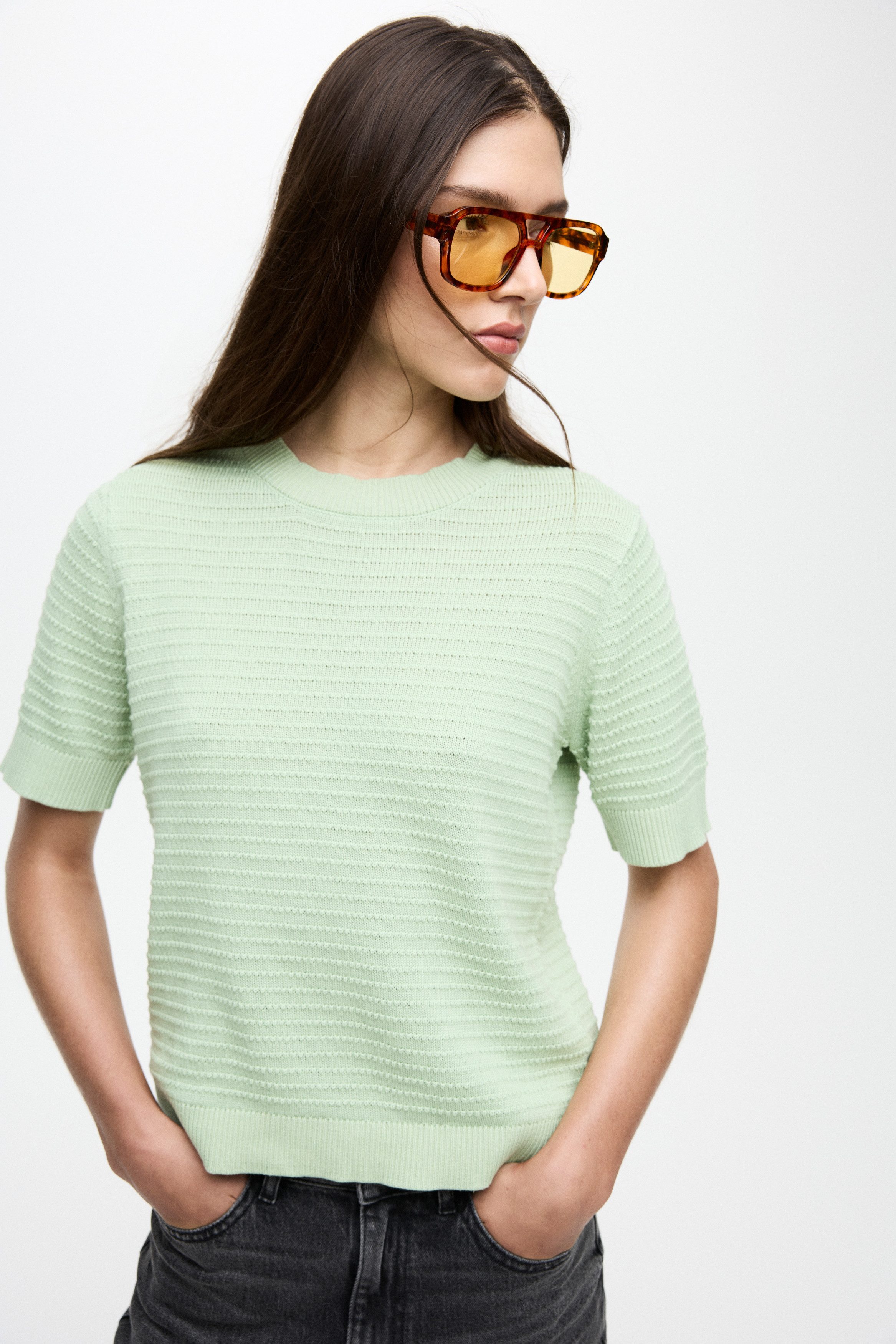 Vila Kurzarmpullover VILOLLO O-NECK S/S DETAIL KNIT TOP- NOOS günstig online kaufen