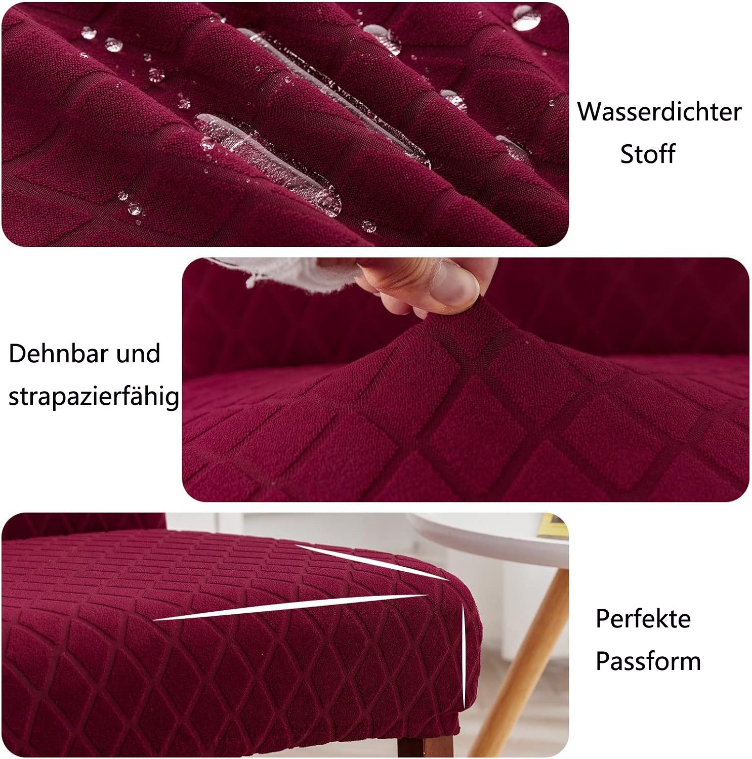Coonoor Sitzflächenhusse 2/4/6er Set Stretch Stuhlhussen für Esszimmerstühle, Abnehmbarer Waschbarer Stühle Schutz Dekoration Stuhlbezug – Bild 5 von 5