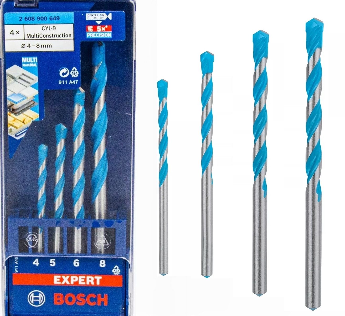BOSCH Bohrer- und Bitset Bosch CYL-9 Mehrzweckbohrer-Set Ø 4/5/6/8 EXPERT MultiContruction