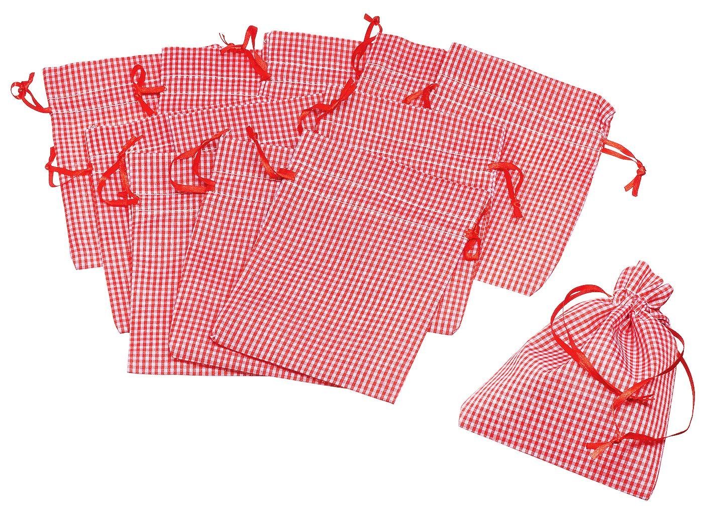 12 Stoffbeutel, rot-weiß kariert 12 Stoffbeutel, rot-weiß kariert