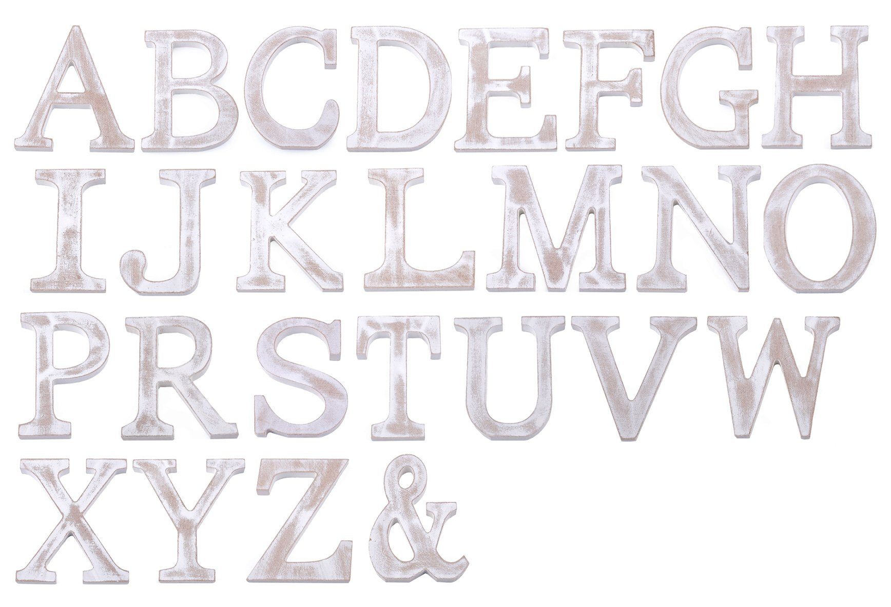maDDma Deko-Buchstaben 3D Holzbuchstabe 11 cm, weiß-vintage, "J" Einzelbuchstabe