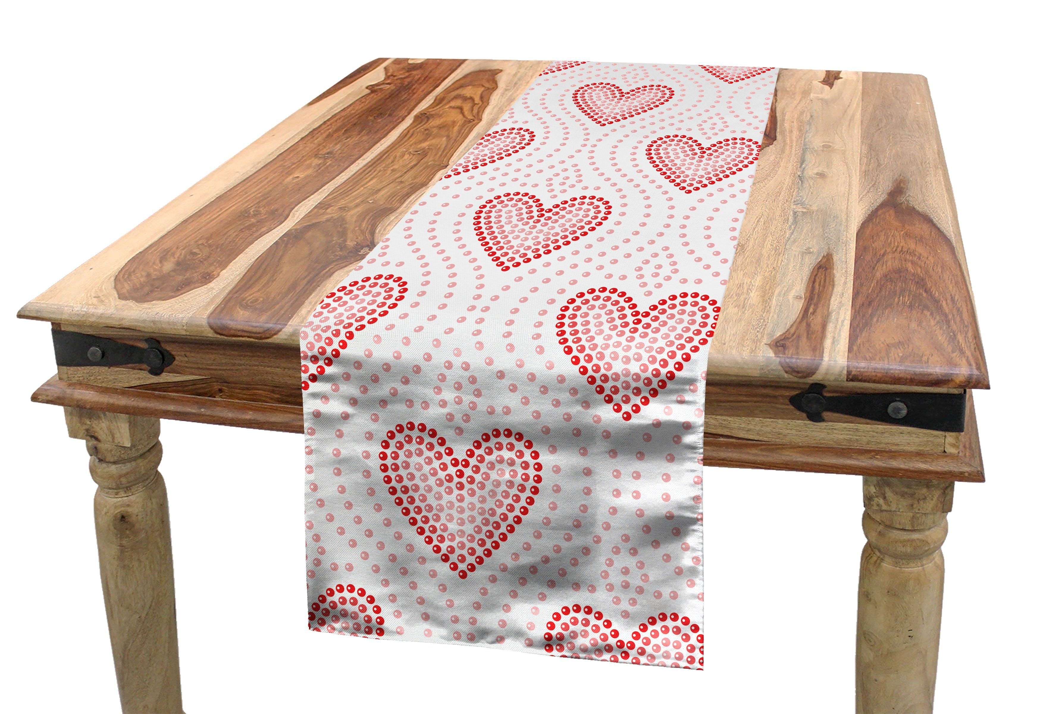 Abakuhaus Tischläufer Esszimmer Küche Rechteckiger Dekorativer Tischläufer, Pearls Gepunktete Herz-Muster | Tischläufer