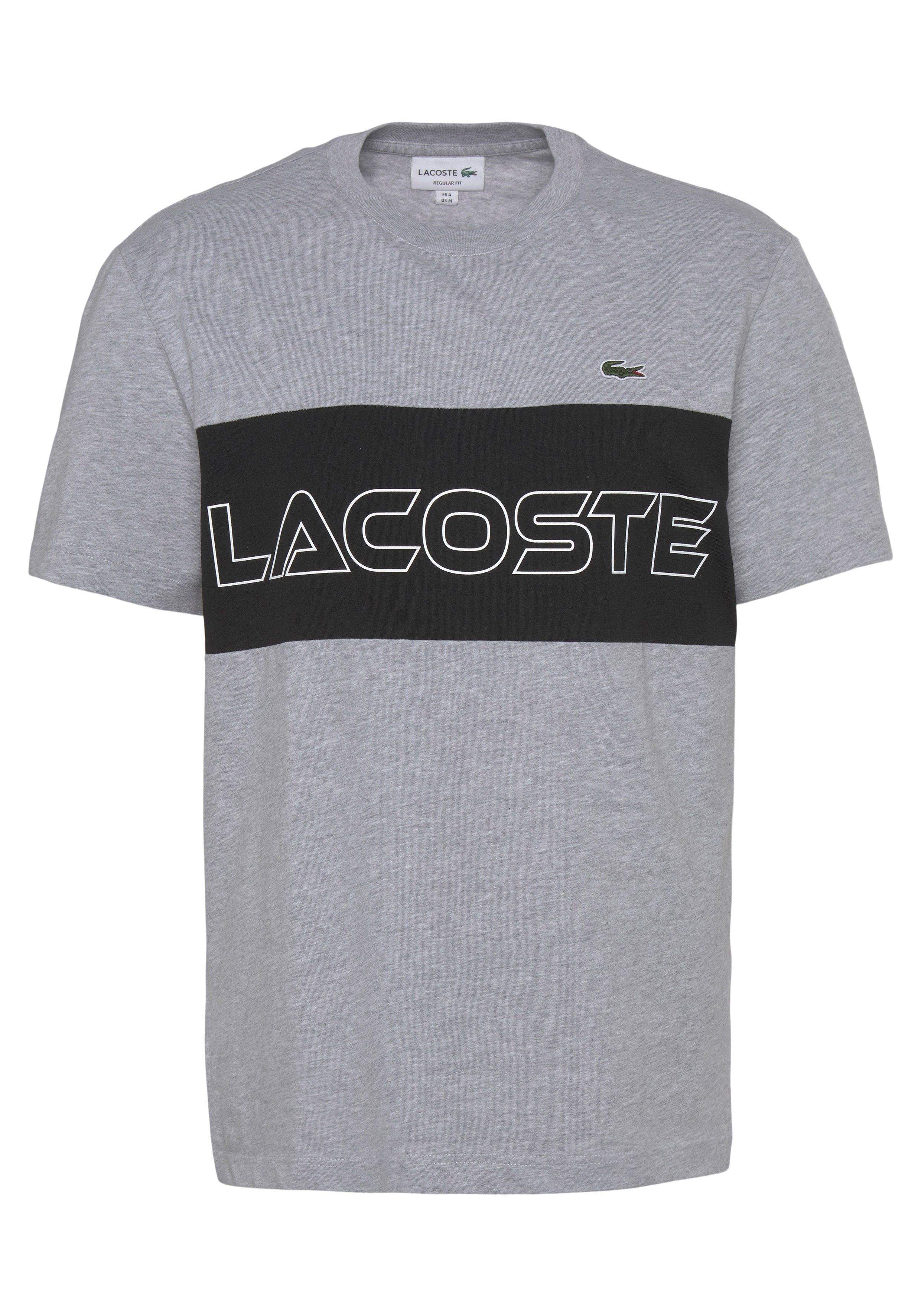 Lacoste T-Shirt T-SHIRT mit großem SILVER CHINE/BLACK auf der Print Brust