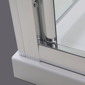 SONNI Dusch-Falttür Duschkabine,76-100cm x 185 cm, Einscheibensicherheitsglas, 76x185 cm, Einscheibensicherheitsglas, links und rechts montierbar