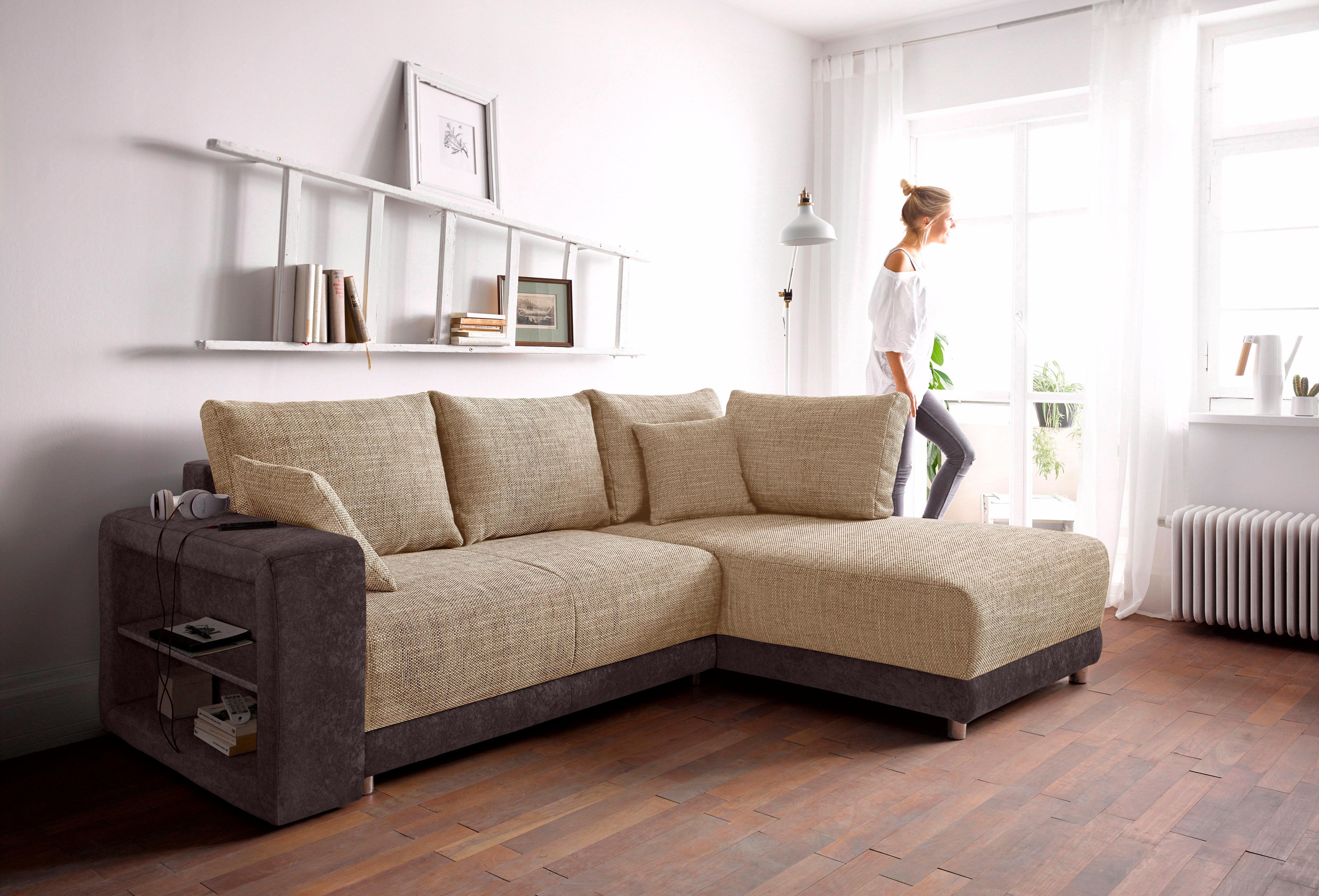 raum id polsterecke inklusive bettfunktion dkl braun cappuccino