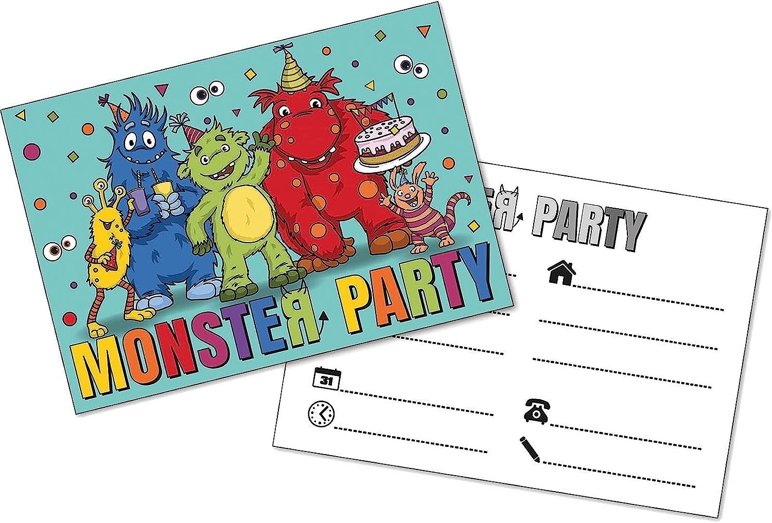 what the shop Einladungskarten 8 Einladungen * LUSTIGE Monster * für Kindergeburtstag