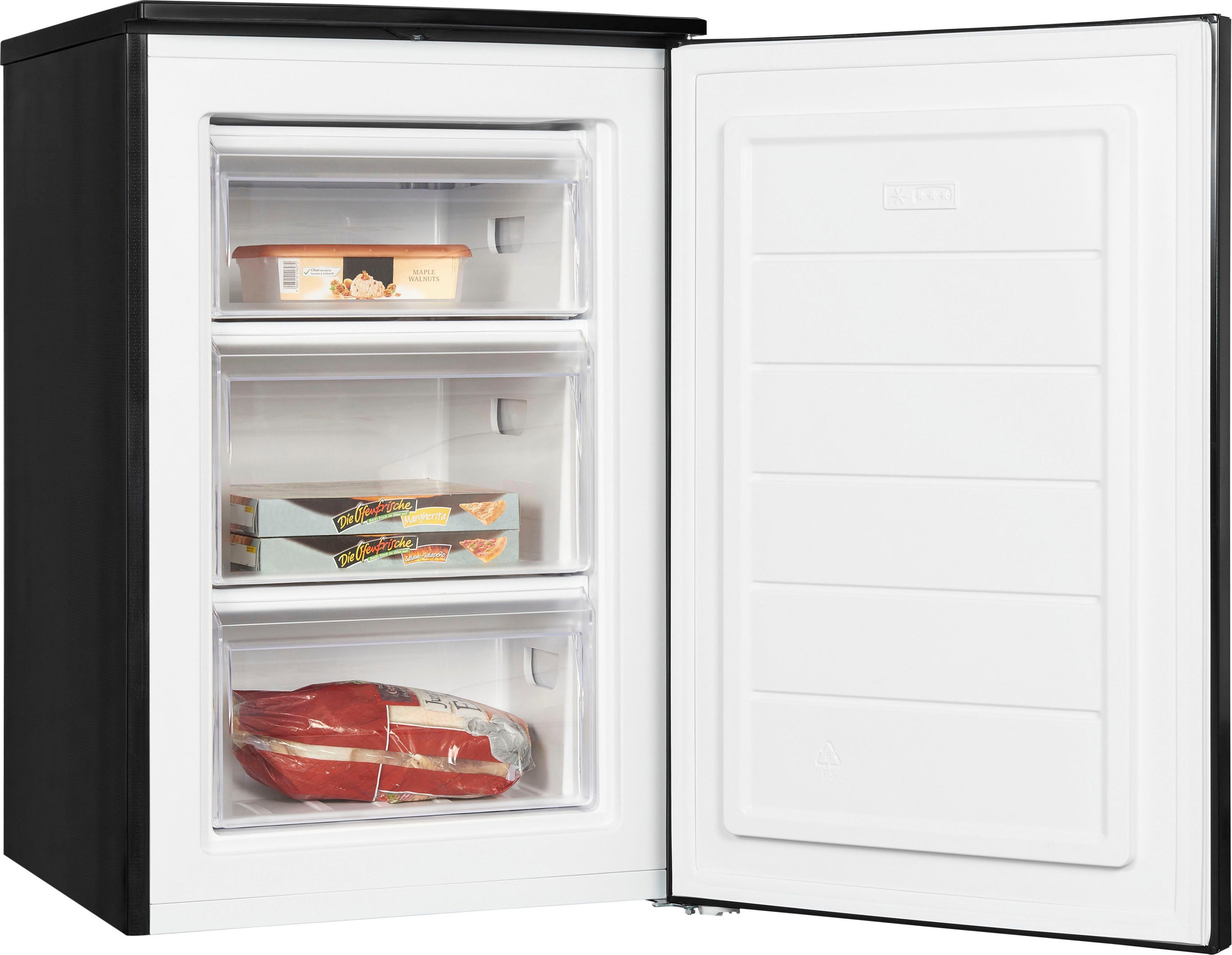 exquisit Gefrierschrank GS81-040C inoxlook, 85,5 cm hoch, 54,5 cm breit, energiesparend in Energieeffizienz C, 87 Liter Nutzinhalt, 4 Sterne