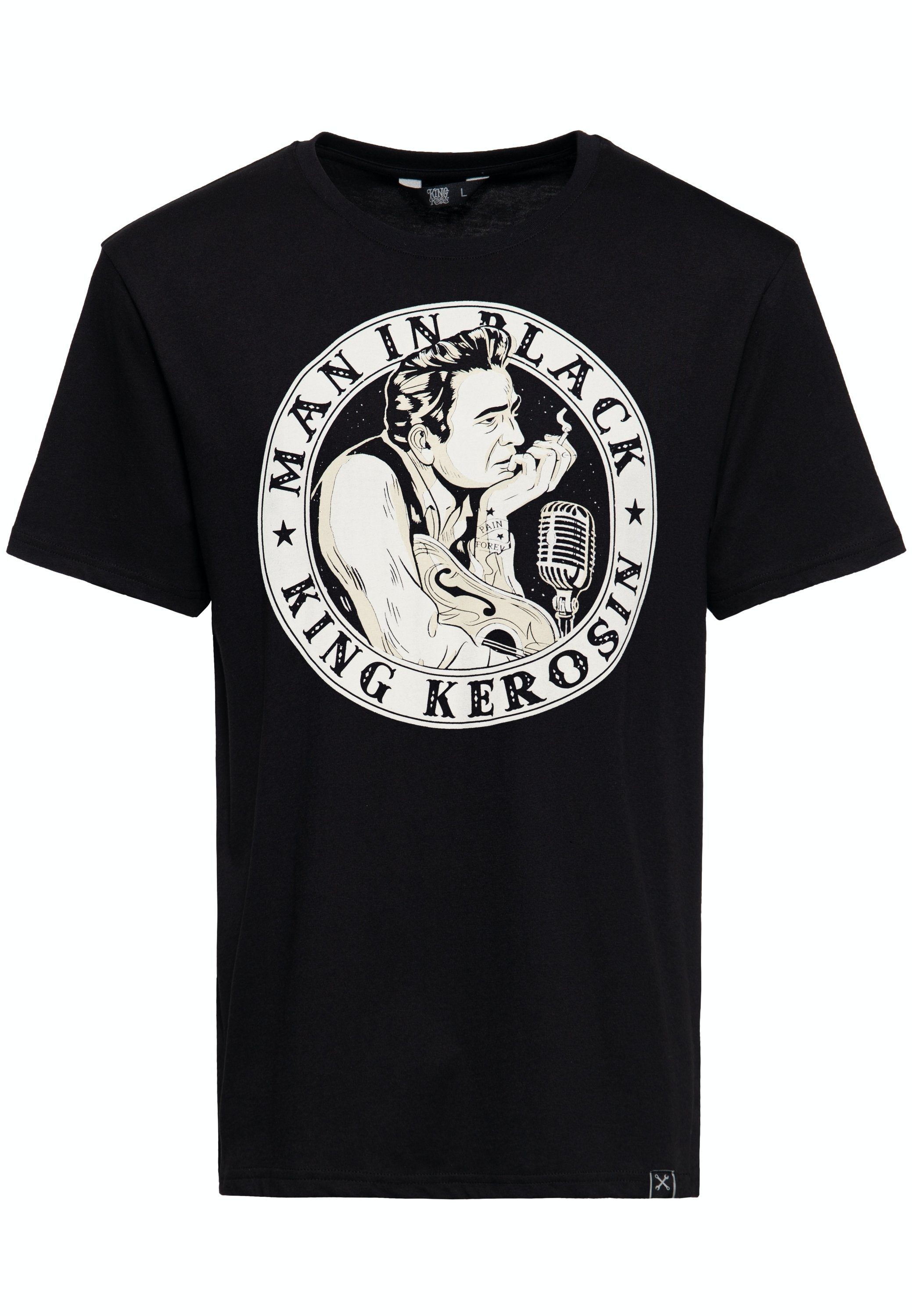 KingKerosin Print-Shirt Man in Black (1-tlg) mit Frontprint schwarz