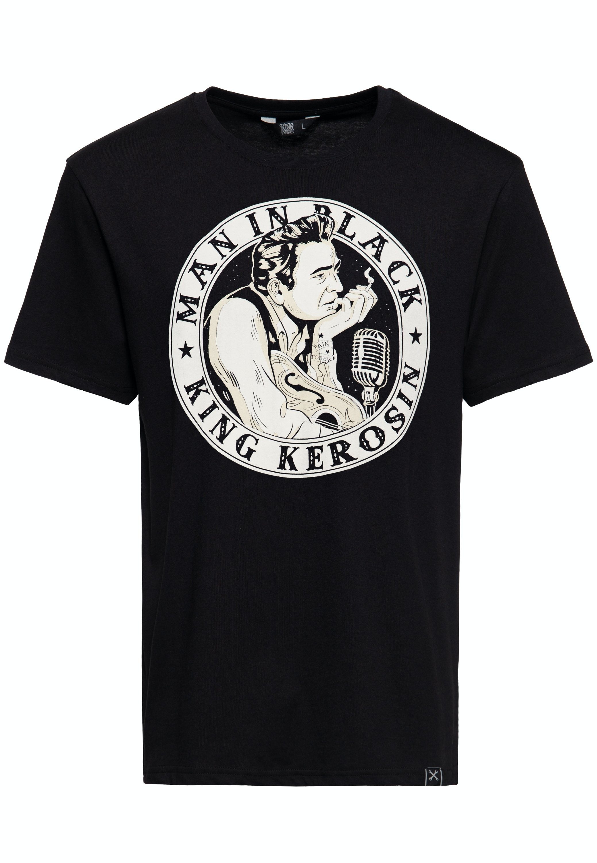 KingKerosin Print-Shirt Man in Black (1-tlg) günstig online kaufen