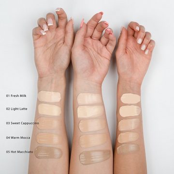 Vollarè Cosmetics Foundation Make Up Foundation flüssige langanhaltende 24h Vegane Naturkosmetik mit Pumpe 04 Warm Mocca