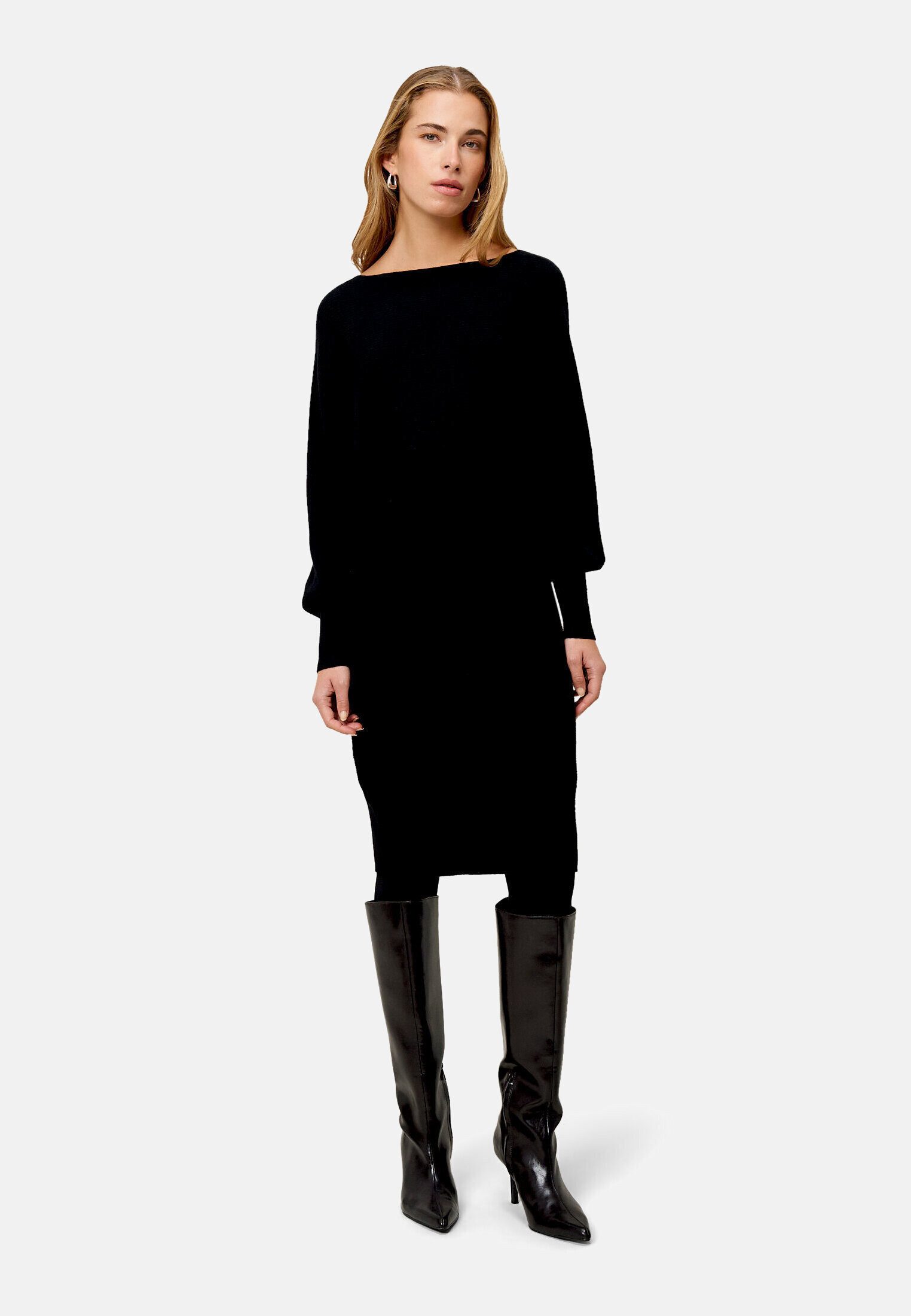 Zero Strickkleid Damen strukturiert U-Boot Ausschnitt Plain/ohne Details