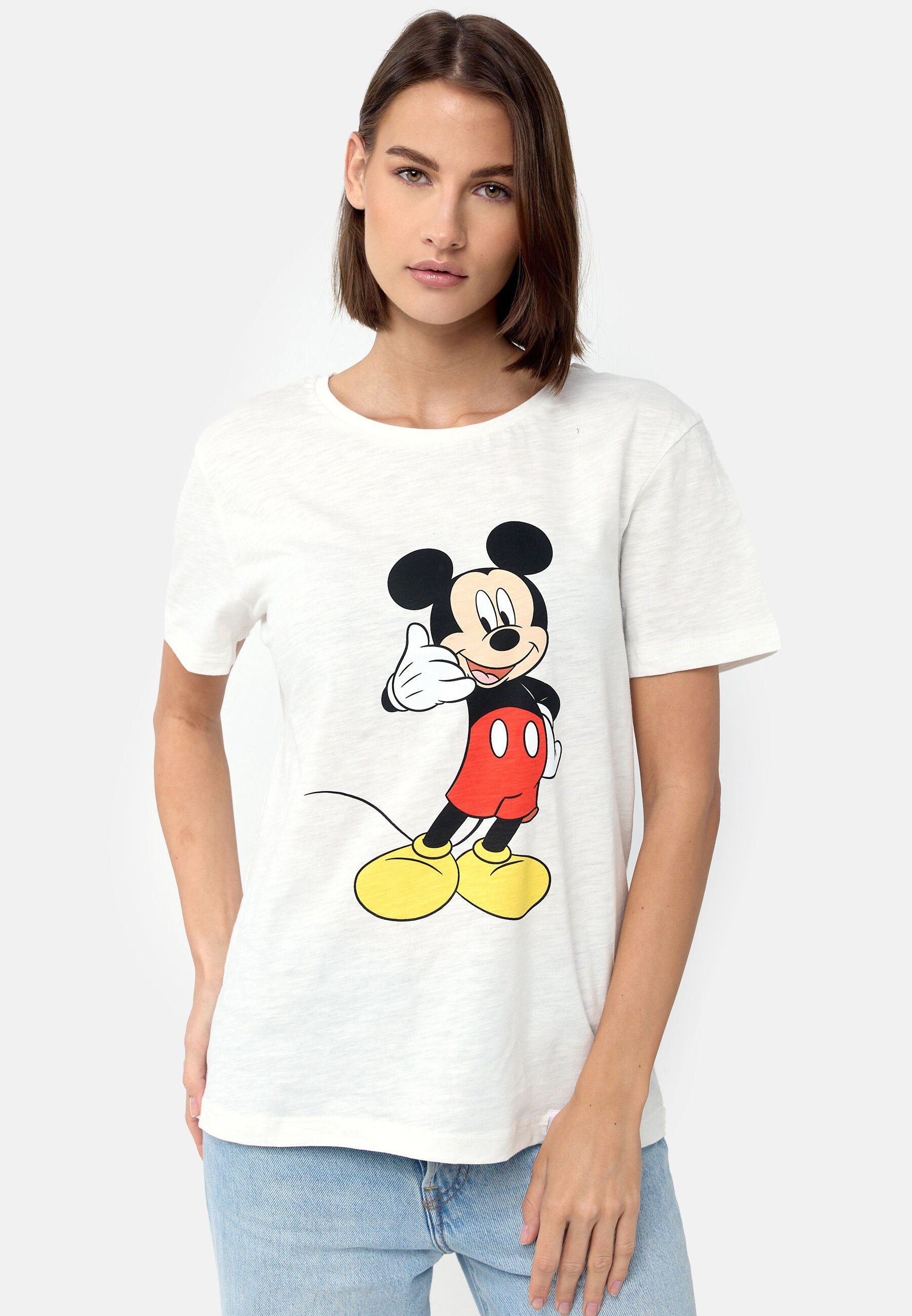 Recovered T-Shirt Mickey Mouse Phone GOTS zertifizierte Bio-Baumwolle Weiß