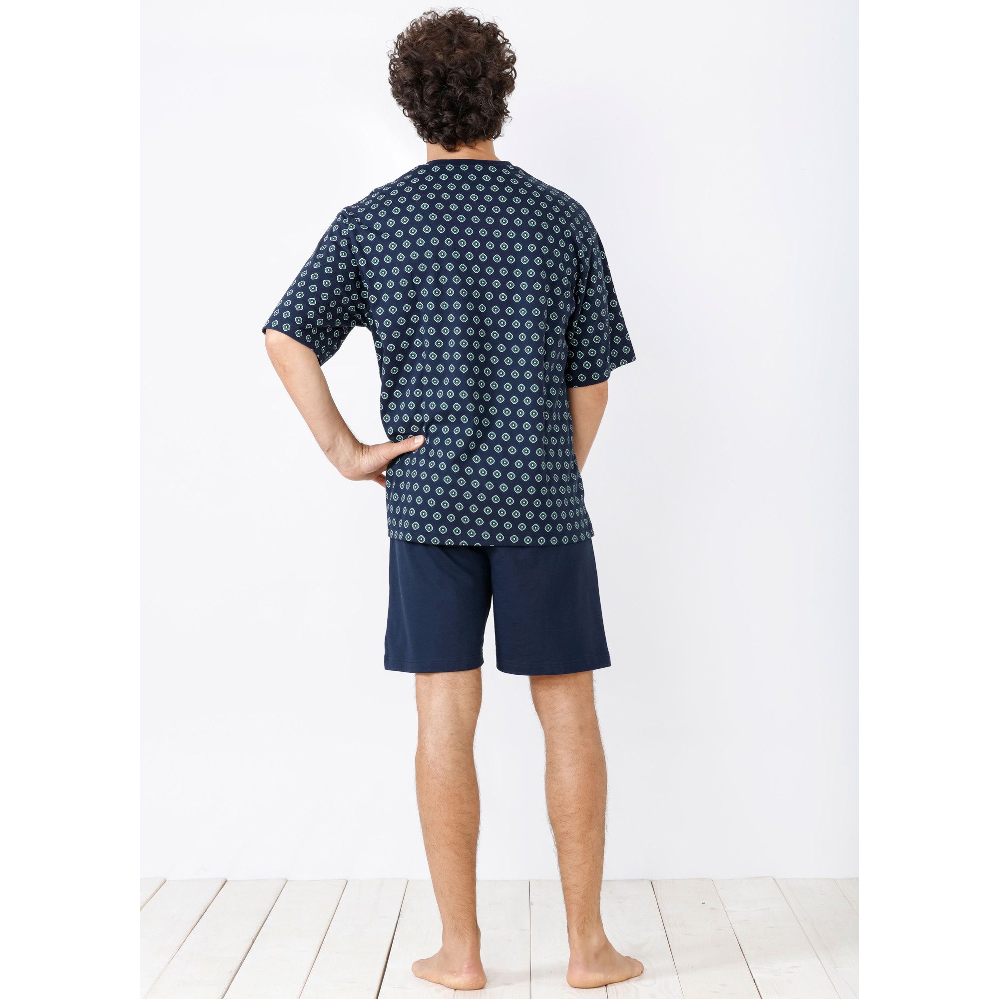 Hajo Pyjama Herren-Shorty Single-Jersey gemustert