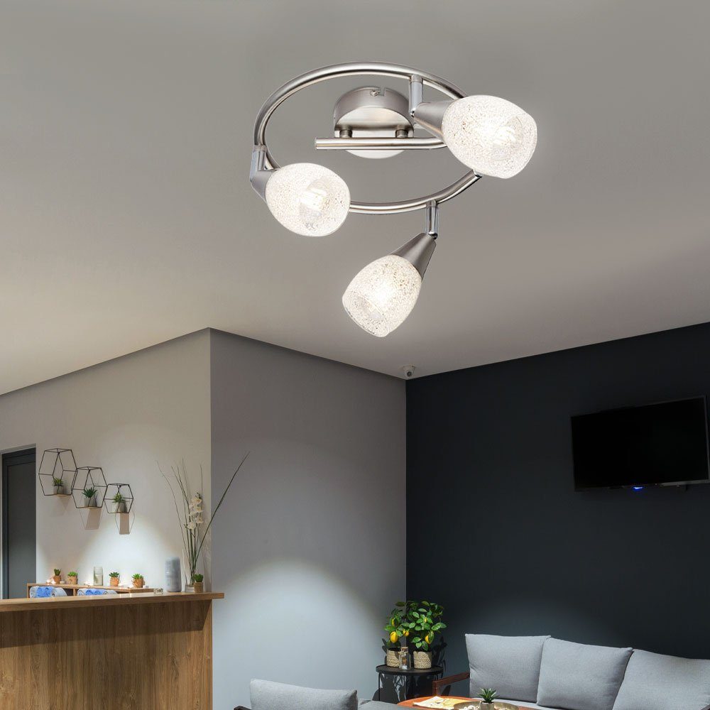 etc-shop LED Deckenleuchte, Leuchtmittel inklusive, Warmweiß, Decken Leuchte Wohn Zimmer Rondell Spot Kristall Strahler-