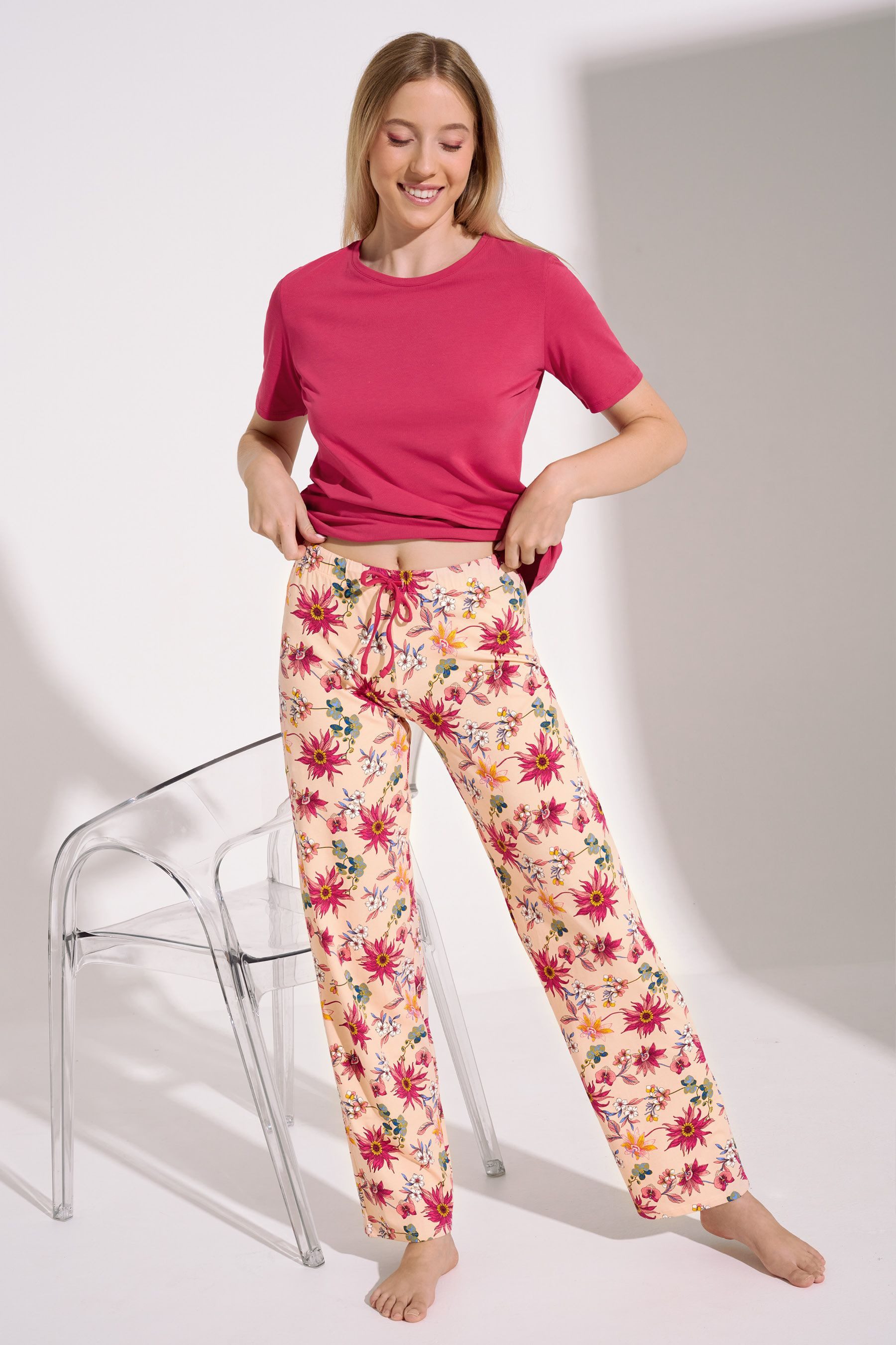 Lisca Schlafanzug LISCA Pyjama mit Schlafshirt und Hose »Flowers« günstig online kaufen