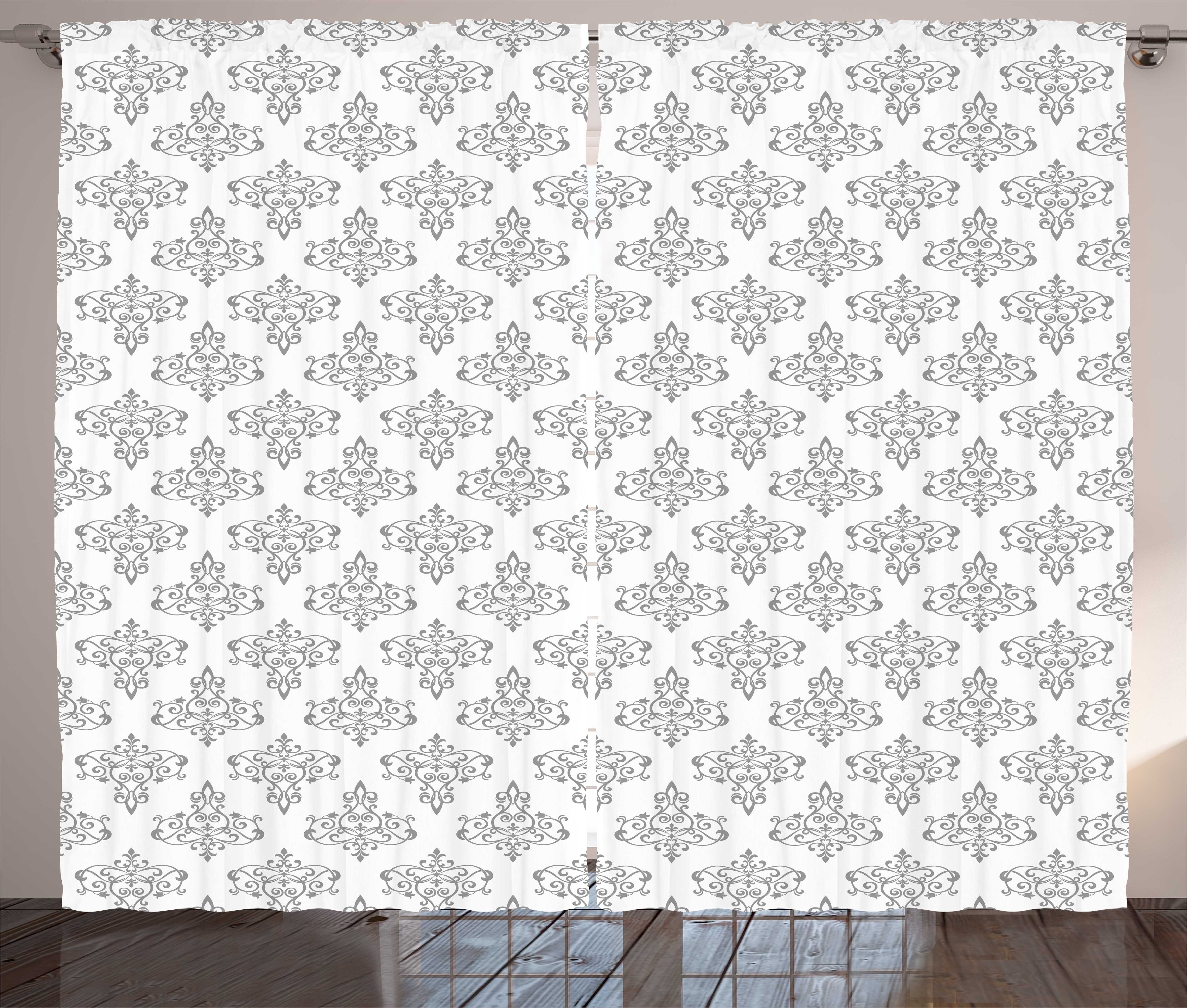 Gardine Schlafzimmer Kräuselband Vorhang mit Schlaufen und Haken, Abakuhaus, Abstrakt Chandelier Style Elemente