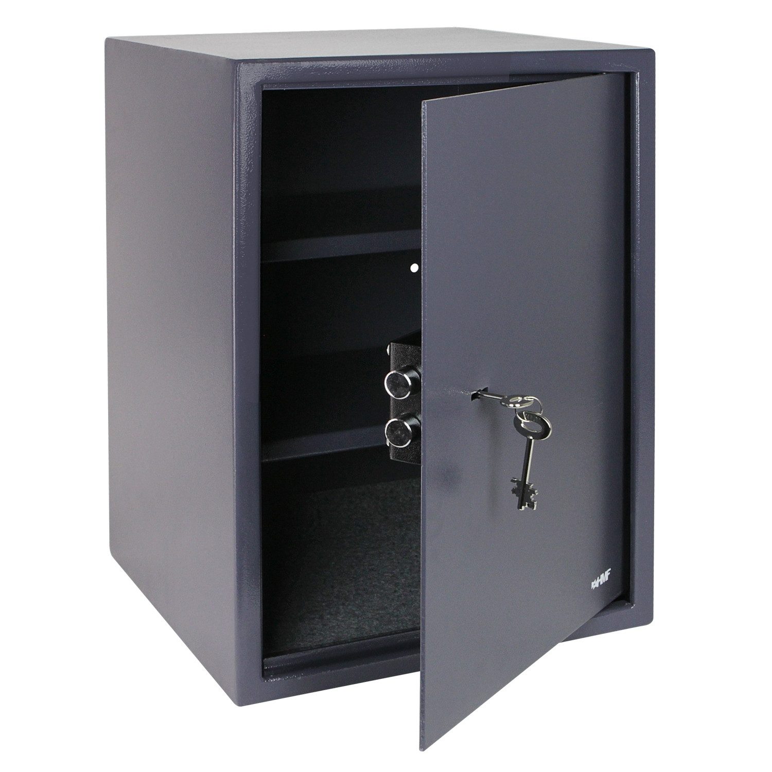 HMF Möbeltresor Robuster Tresor aus Stahl, Schließfach mit Doppelbartschloss, 35 x 50 x 31 cm, anthrazit
