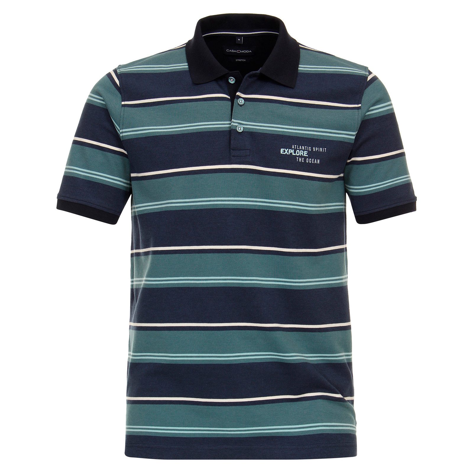 CASAMODA Poloshirt CasaModa Stretch-Polo navy-petrol gestreift XXL
