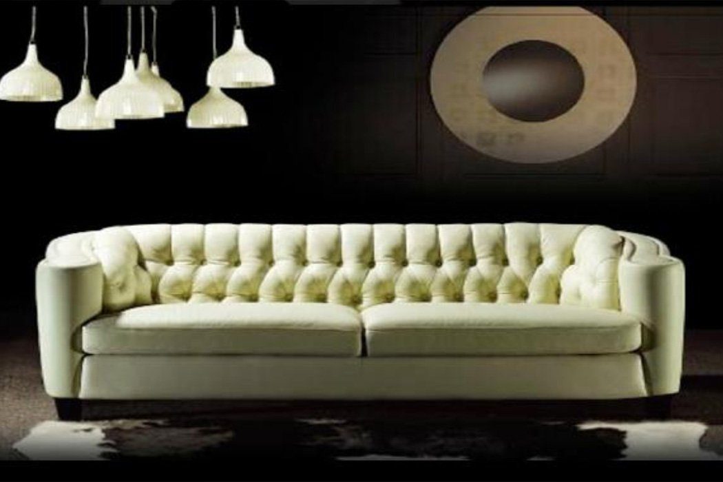 Kunstleder Sofas Sofa, Sitzer Luxus Modern Weiß JVmoebel Couch 4 Sofa Chesterfield