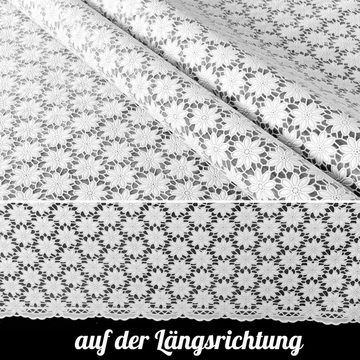 ANRO Tischdecke Tischdecke Wachstuch Blumen Weiß Robust Wasserabweisend Breite 140 cm, Geprägt, Relief, Lace Vinyl