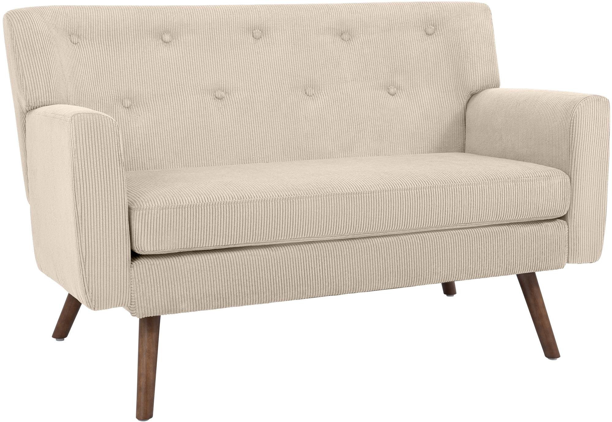 CLP Sofa Kioni, Cordbezug, Kautschukholz, bis 240 kg belastbar
