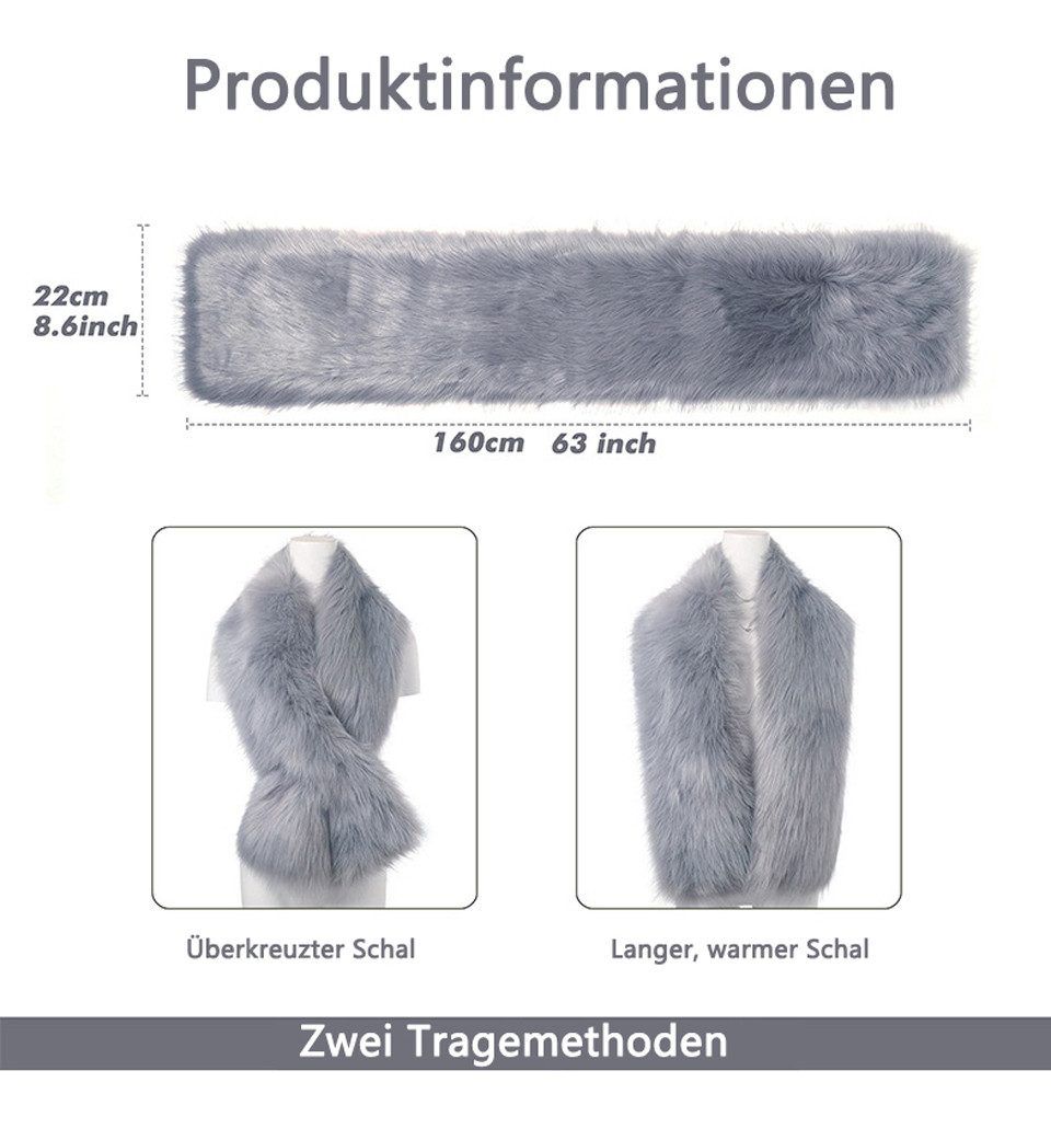 Cachito Modeschal Damen Brautjacke Brautstola Kunstfell Braut Stola Abendstola, (1-St), Hochzeitstuch Pelzimitat für Abendparty Hochzeitstuch – Bild 4 von 5