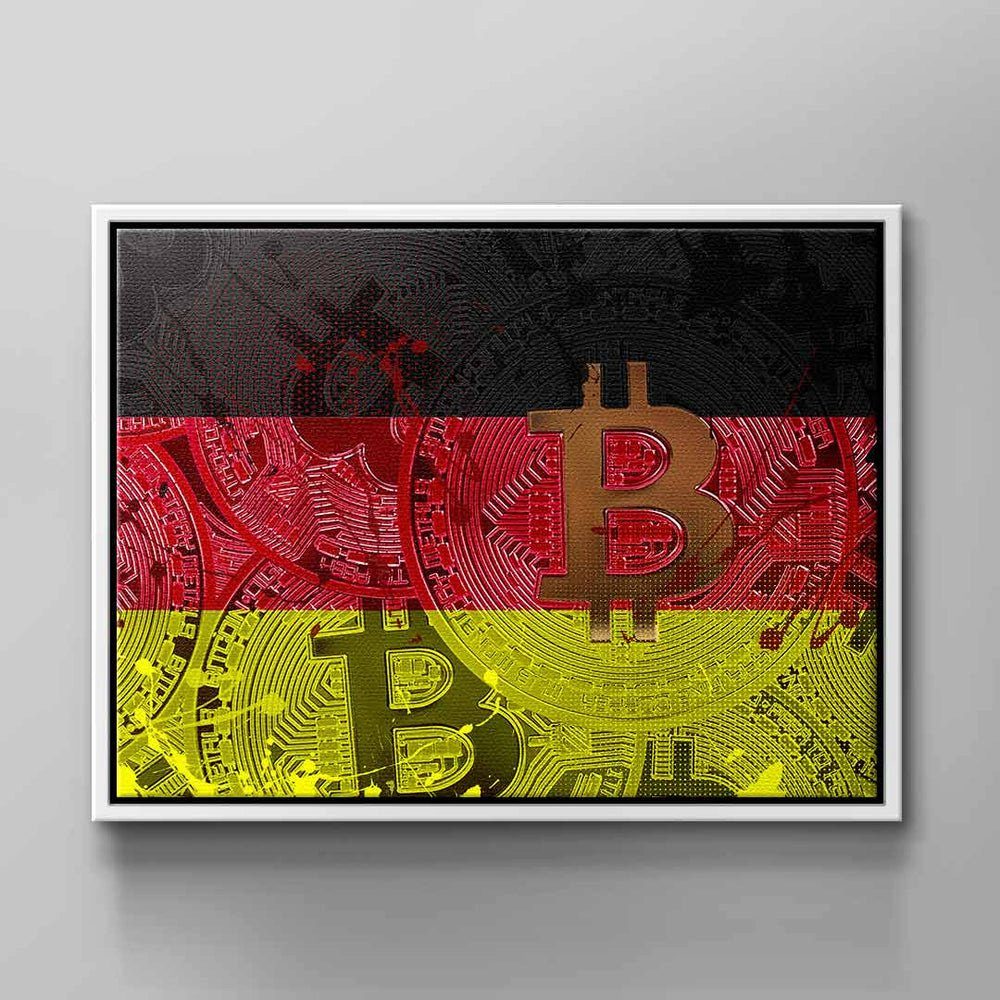 Bitcoin Leinwandbild, Rahmen Wandbild DOTCOMCANVAS® Crypto schwarzer DOTCOM & Fans für von CANVAS