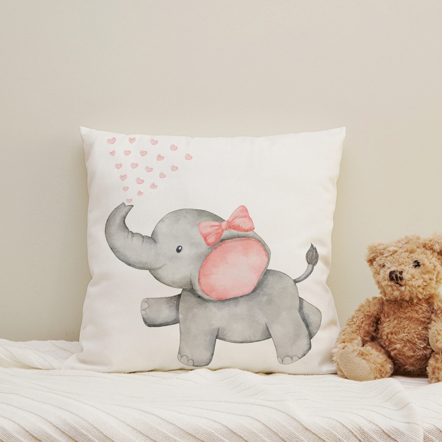 Dekokissen Rosa Elefantenbaby