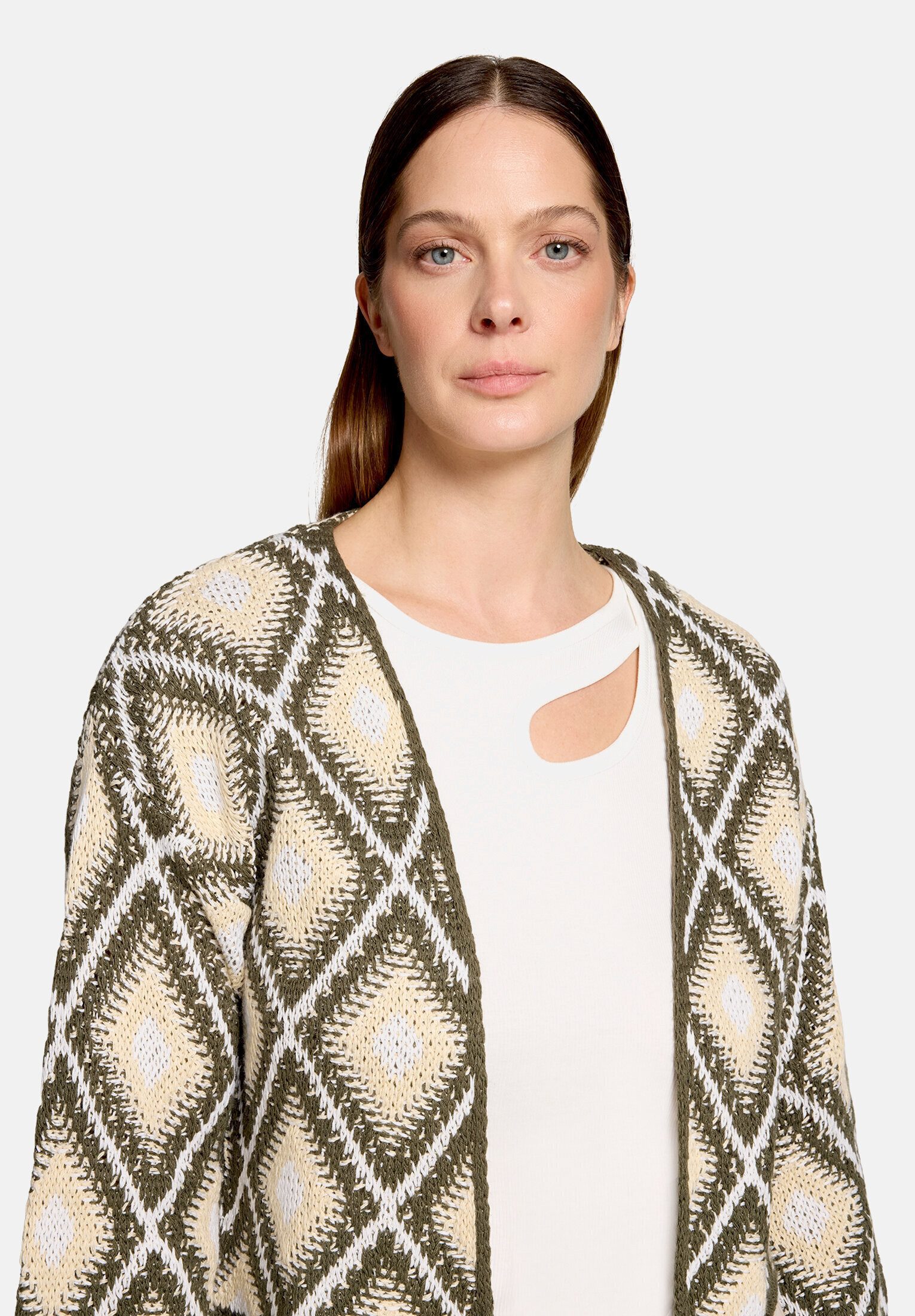 Cartoon Strickjacke Damen mit Jacquard (1-tlg)