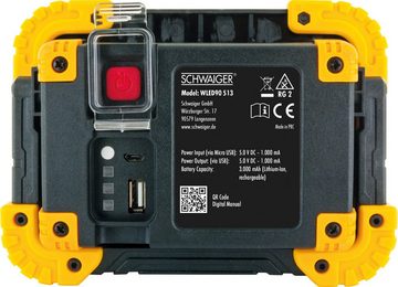 Schwaiger LED Arbeitsleuchte WLED90 513, COB-LED, Weiß, mehrstufig einstellbarer Standfuß, batteriebetrieben