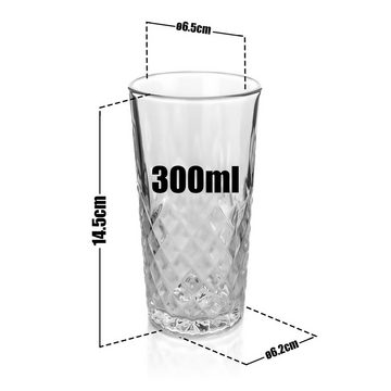 BigDean Longdrinkglas 6 Stück Longdrinkgläser 300ml Cocktailgläser hochwertiges Gläser, Glas