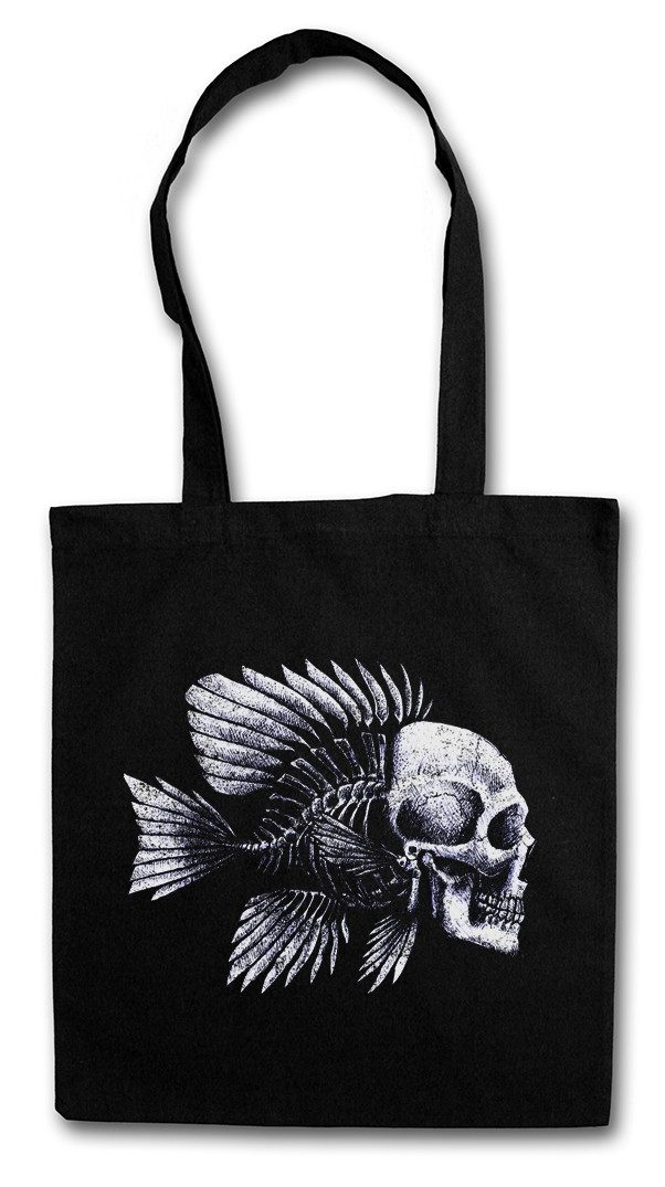 Urban Backwoods Beuteltasche Fish Skull Stofftasche Skelett Fischskelett Fisch Fischen Angeln Angel (1-tlg), Angler Fluss See Bones