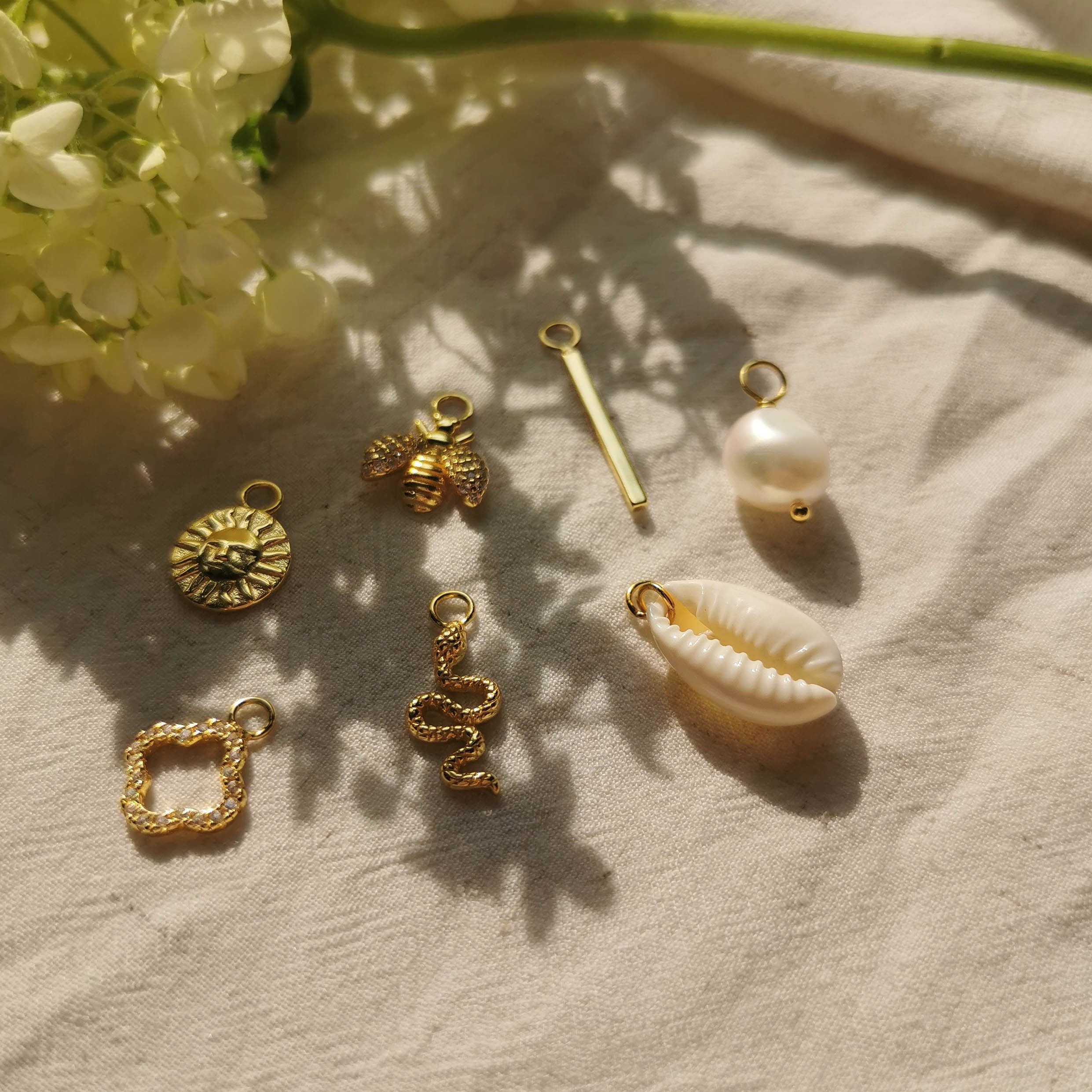 Brandlinger Einhänger für Ohrschmuck Anhänger Tahiti, Muschelanhänger Silber 925 vergoldet