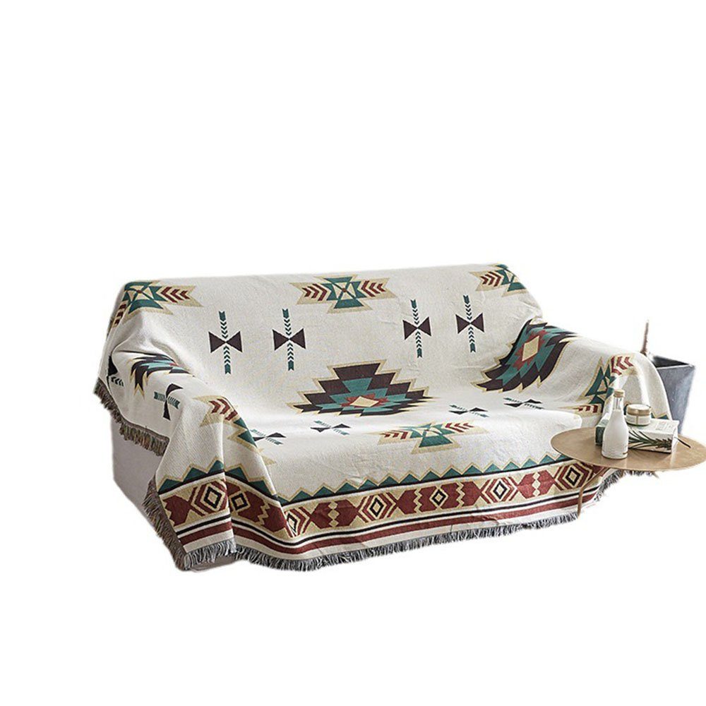 FELIXLEO Baumwollbettdecke Strickdecke geometrische Decke mit Fransen 130x1 günstig online kaufen