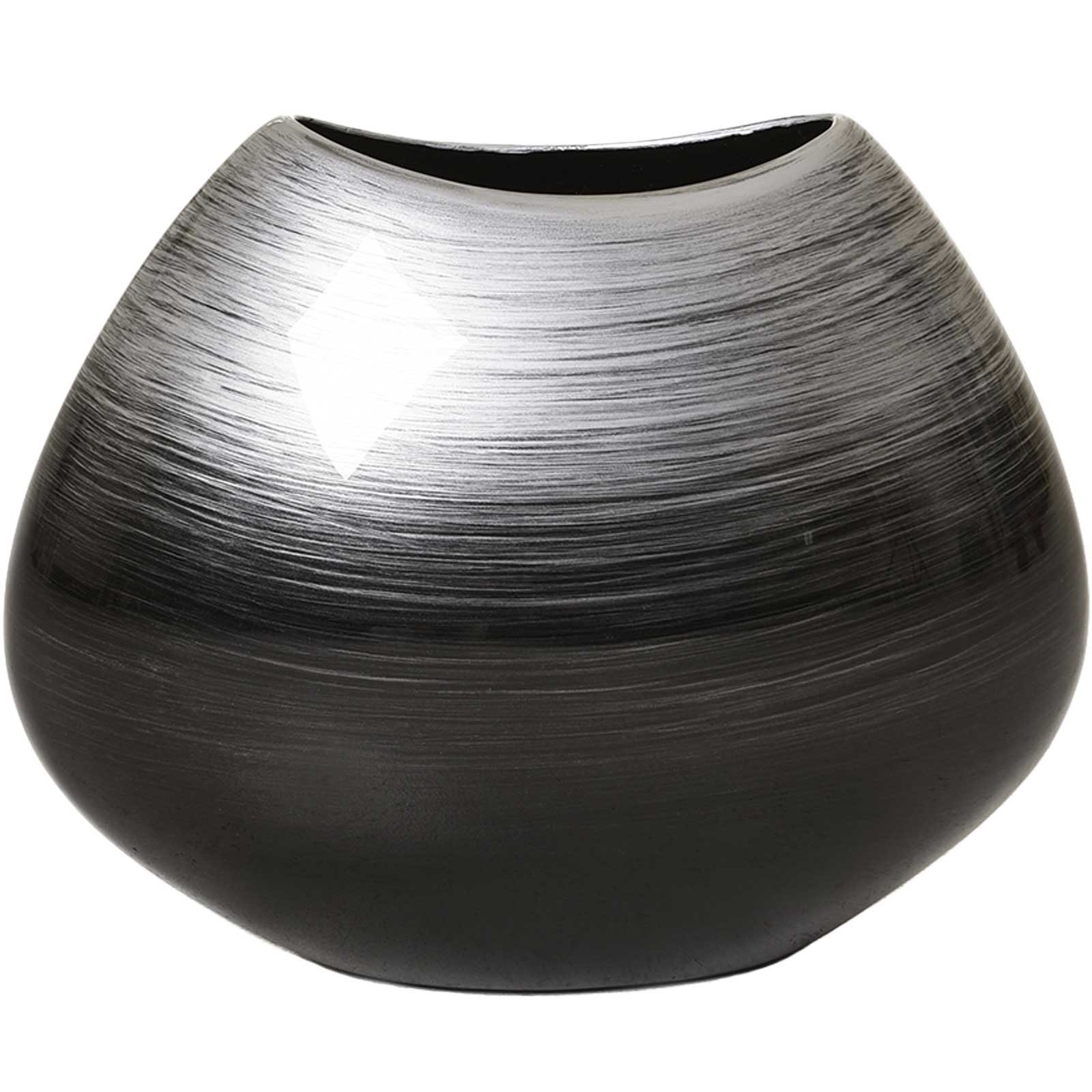 VIVANNO Bodenvase Fiberglas CAZU Rund - Spiralschwarz Hochglanz (1 St), 27x15x21 cm