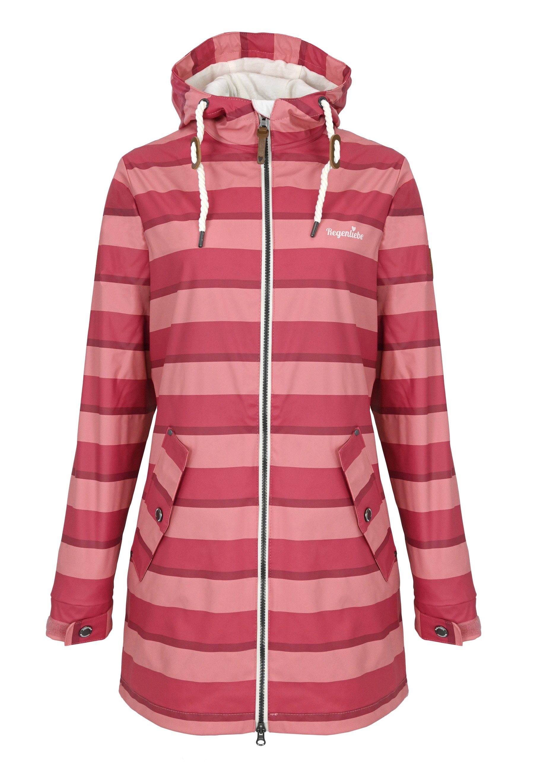 Regenliebe Regenmantel Friesennerz Regenjacke halblang gestreift, günstig online kaufen