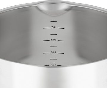 RÖSLE Gemüsetopf EXPERTISO, Edelstahl 18/10 (1-tlg), Innenskalierung und Schüttrand, 9 l, Ø 24 cm, Induktion